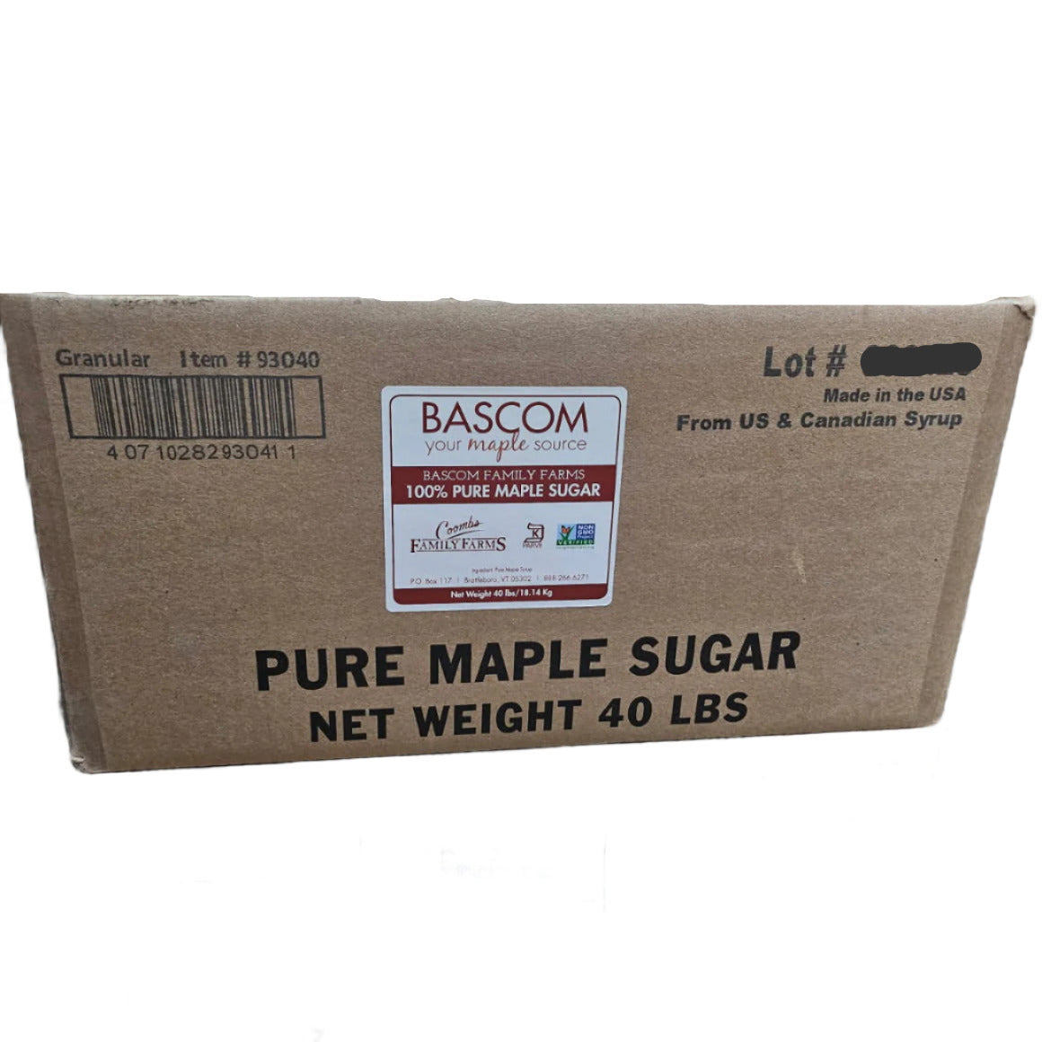 40 lb Box Pure Maple Sugar Sifted Granules — Bascom Maple Farms Inc