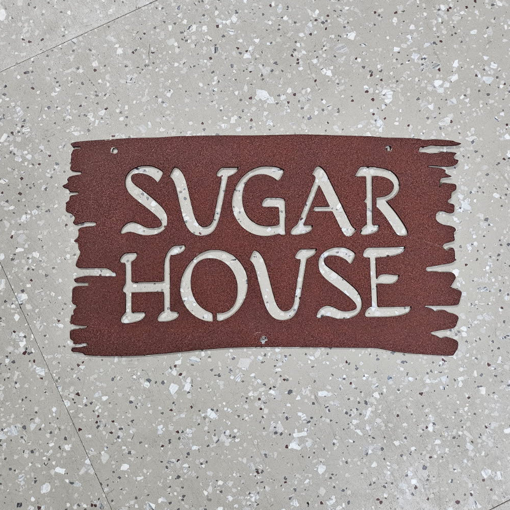 Used Metal Mazing Sugar House Sign (Brown)