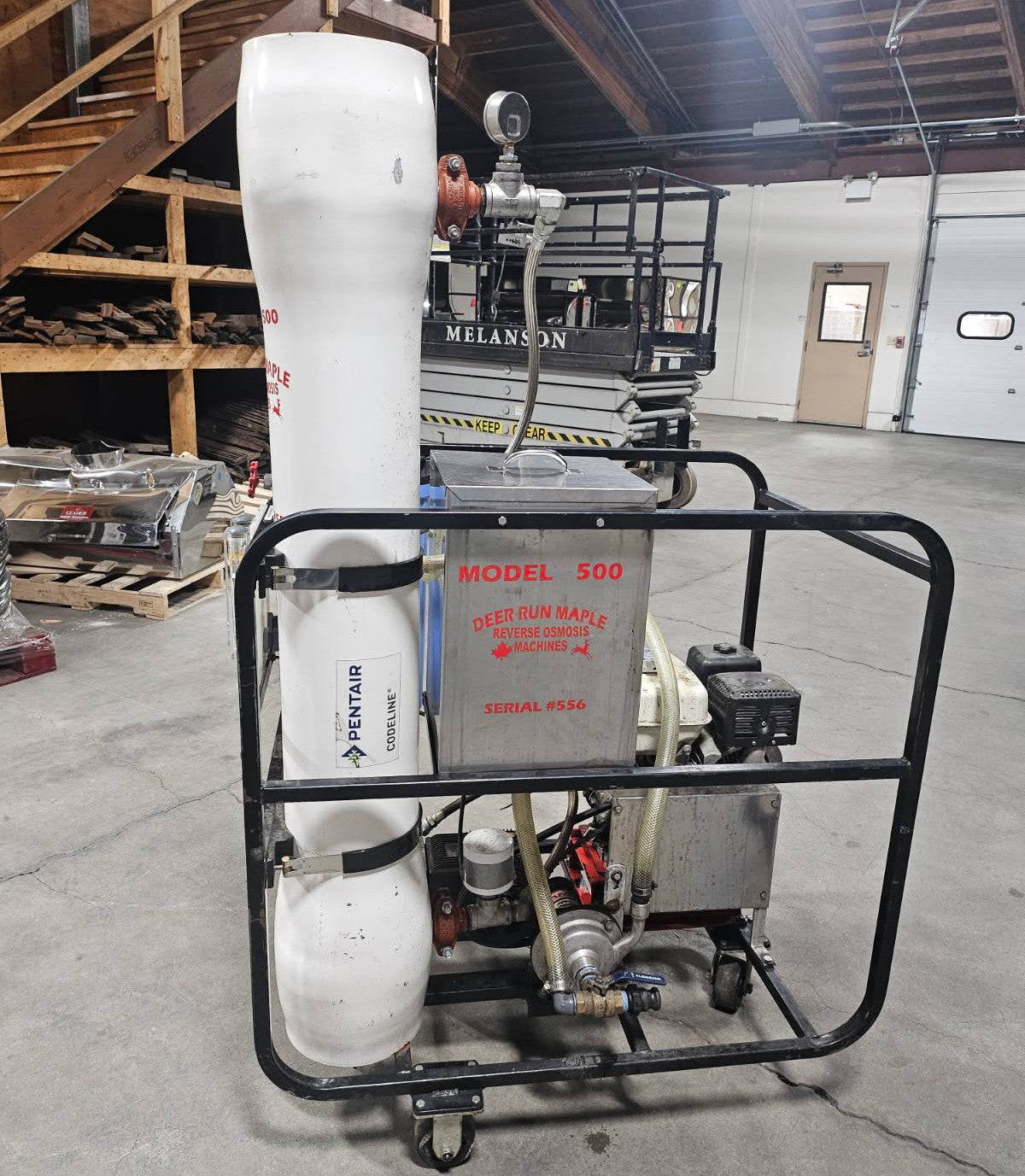 Deer Run Model 500 RO Machine with a Gas Motor (needs new 8" membrane and a low pressure oil switch)