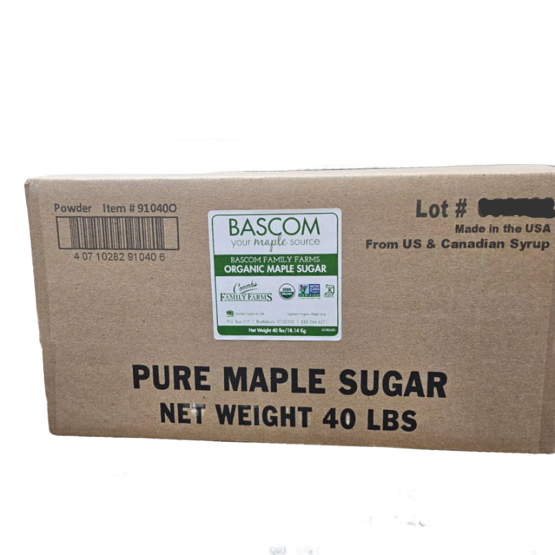Maple Base Stacks 40 lb Box Pure Maple Powder Sugar Organic — Bascom Maple Farms Inc
