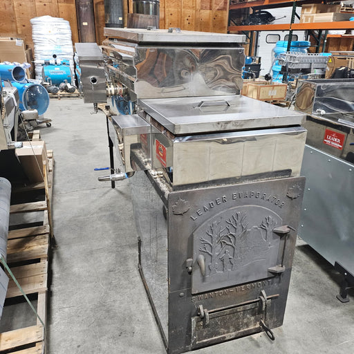 2'x6' Leader Patriot Evaporator with SS Arch, Stack, Insulation Board, Partially Bricked, Welded Pans, and Pan Covers