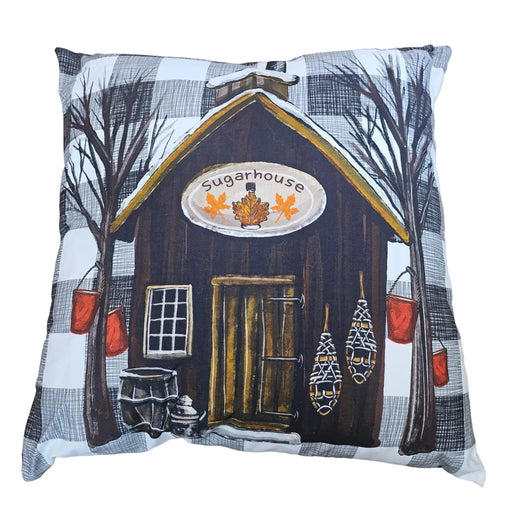 Throw Pillow with Sugar House and Trees