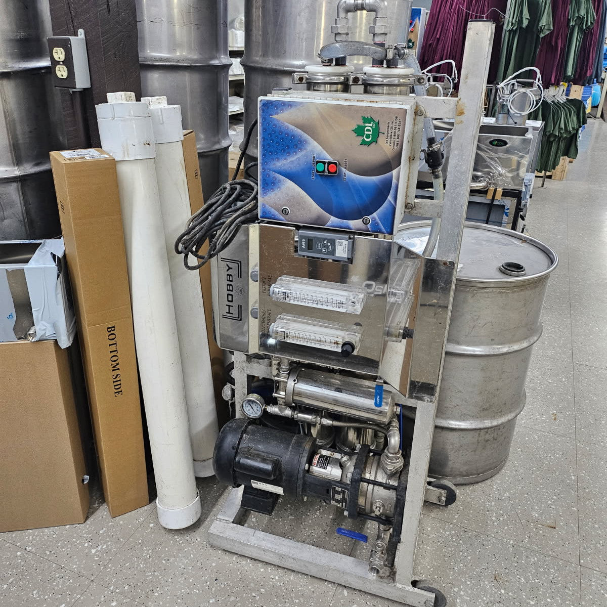 CDL 250 GPH Horizontal RO Machine (110 volts) with Two New 4" Membranes and Storage Cannisters