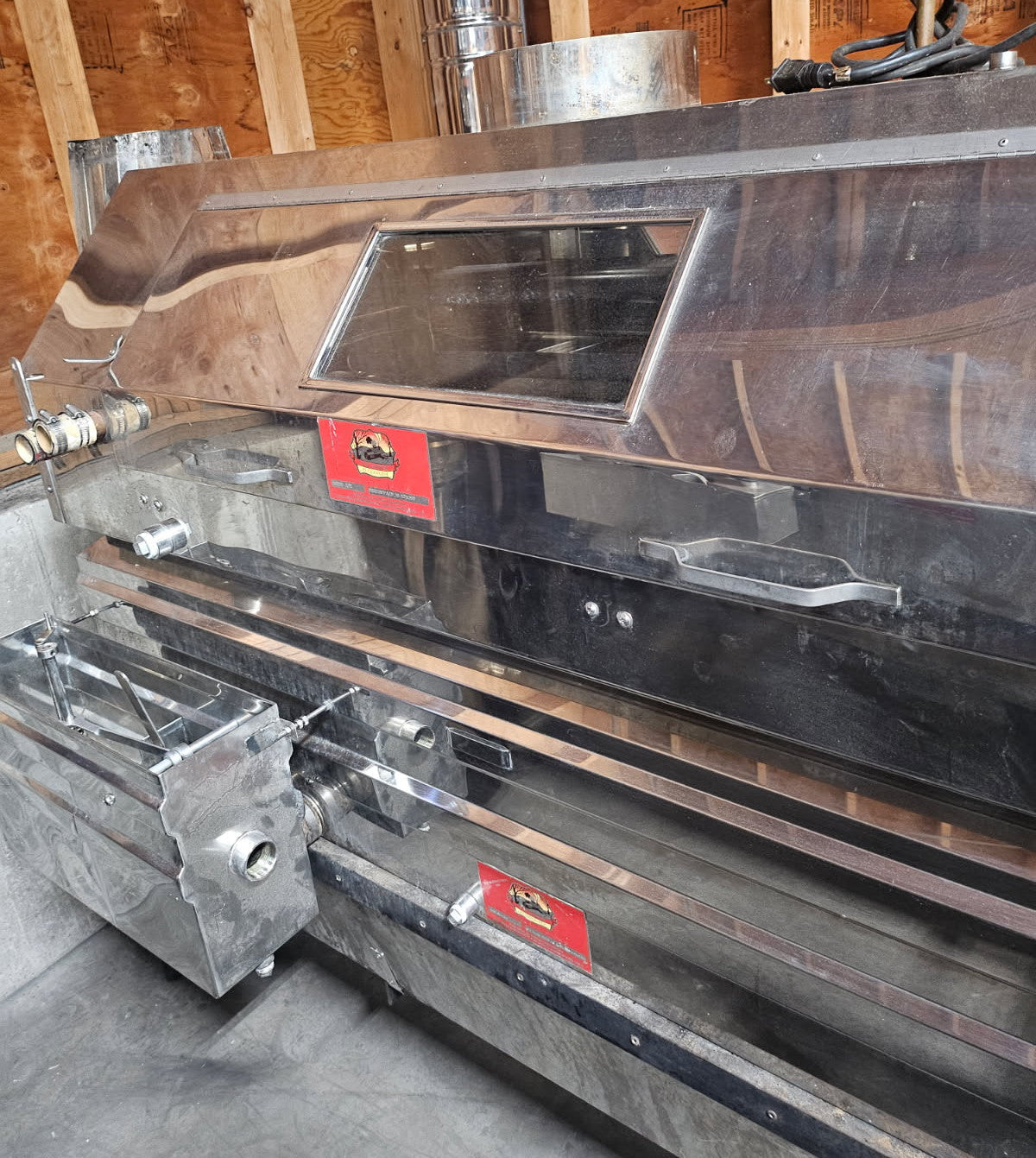 30"x8' American Evaporator w/SS Arch, SS Stack, Blower, Welded (drop flue) Pans, SS Hood and Copper Preheater (Excellent)