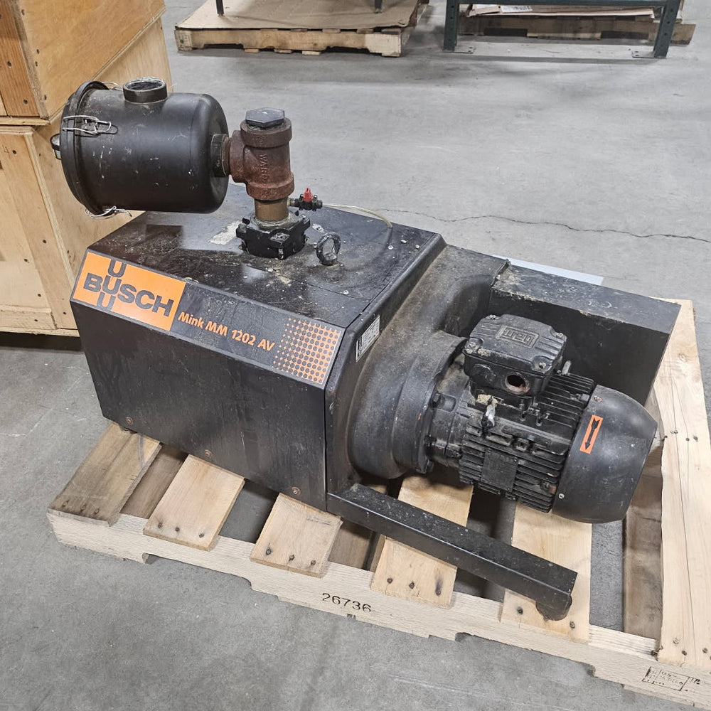 Used Busch Vacuum Pump, Model 1202, 6.4 KW, 3 Phase w/Drive