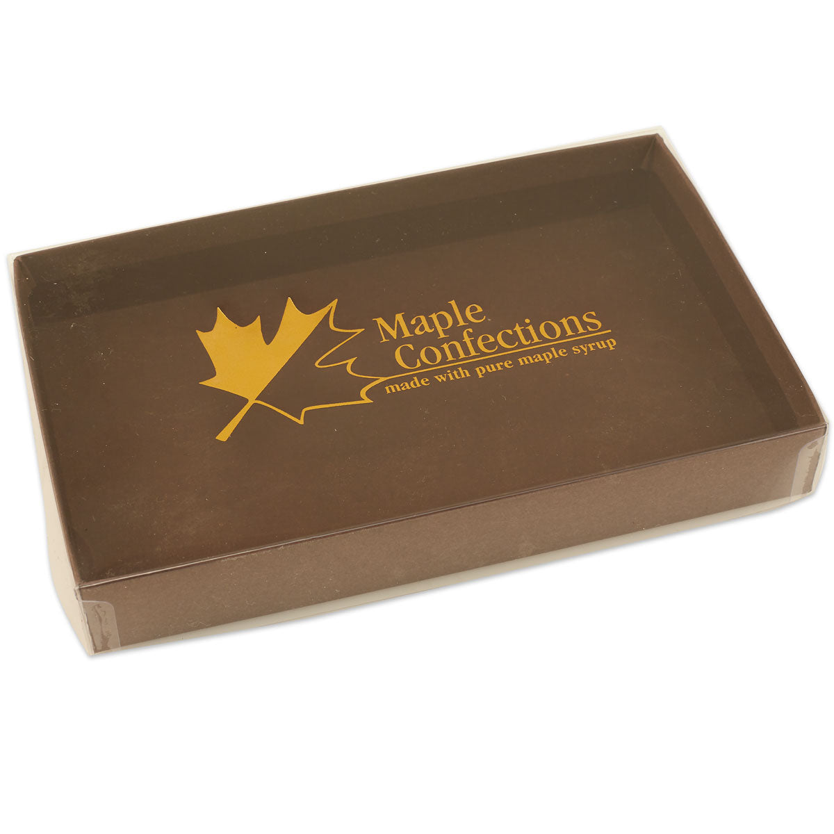 Maple Confections Candy Box w/Clear Cover  (1"x4 5/8"x7 3/8") Holds1/2 lb