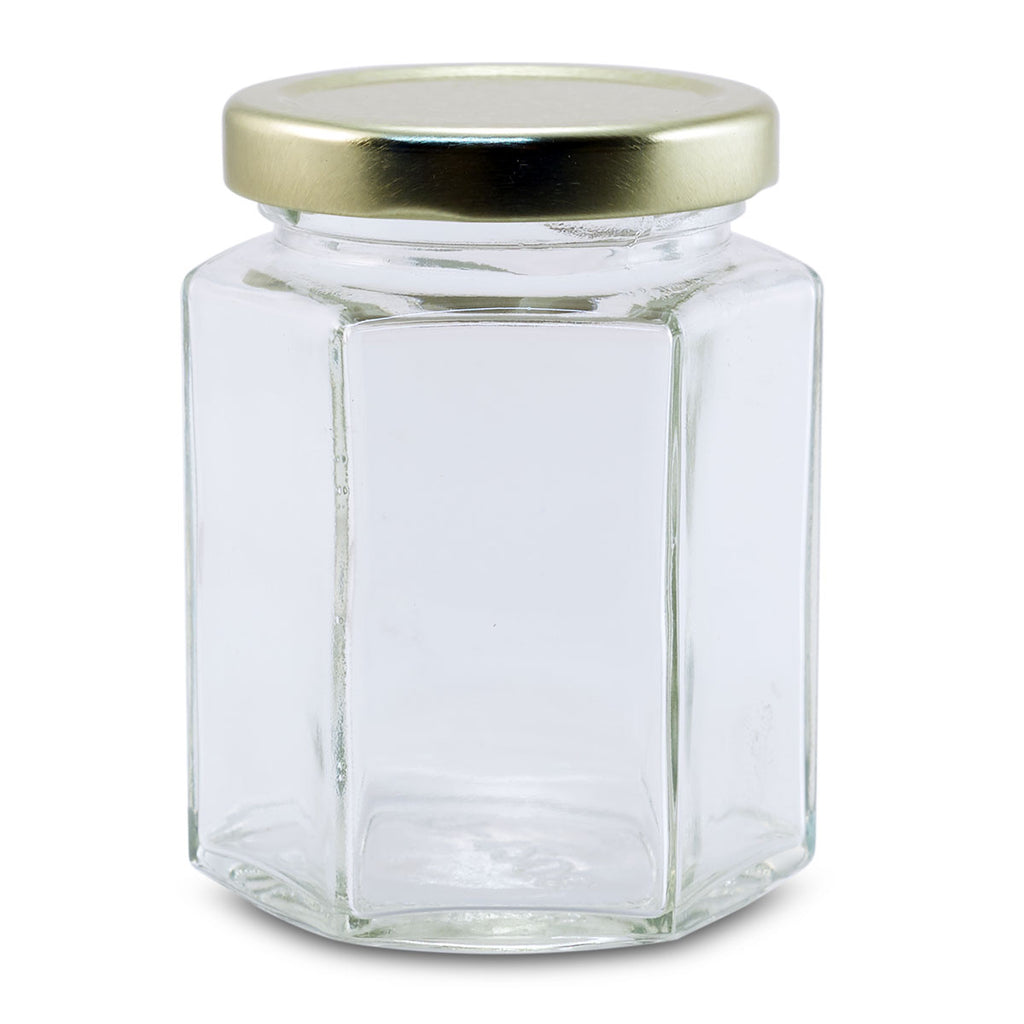 12 oz Hexagon Glass Jar with Lid (380 ml)