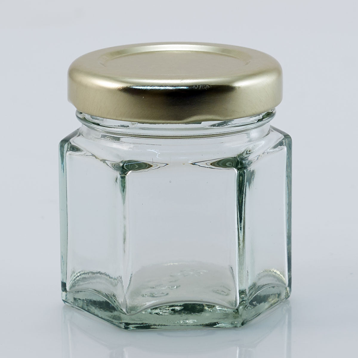 Hexagon Glass Jars with Metal Lids