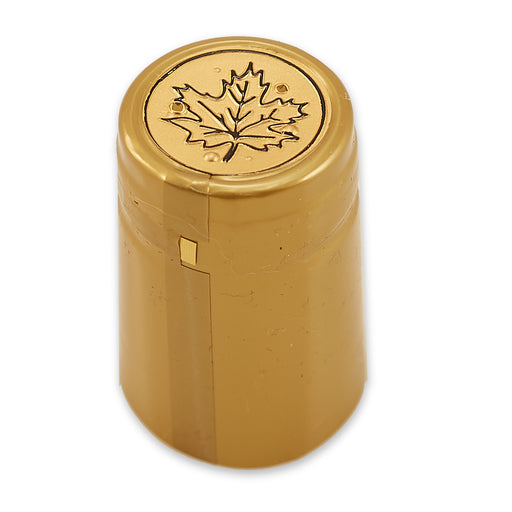 Gold Heat Shrink Capsule 24mm w/Leaf (100/pack)
