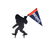 13" Tall Metal Bigfoot with a Patriot Flag