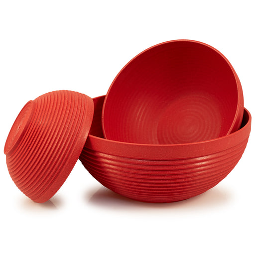 Maple Origins 3 Piece Bowl Set (paprika - red color) 1) 7 1/2"x3 1/4" bowl, 1) 10"x4" bowl and 1) 12"x5" bowl