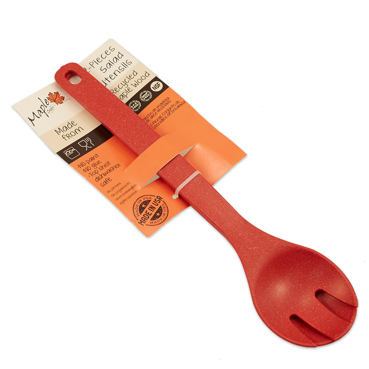 Maple Origins 12" Spoon and Fork Set (paprika - red color)
