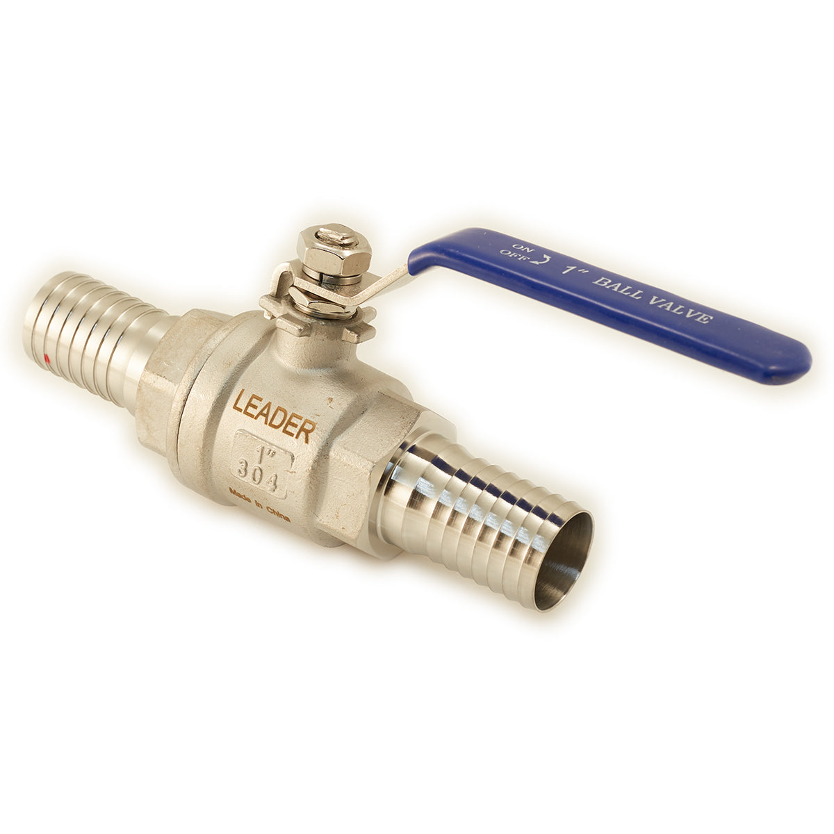 1" Stainless Ball Valve w/Barbed Fittings